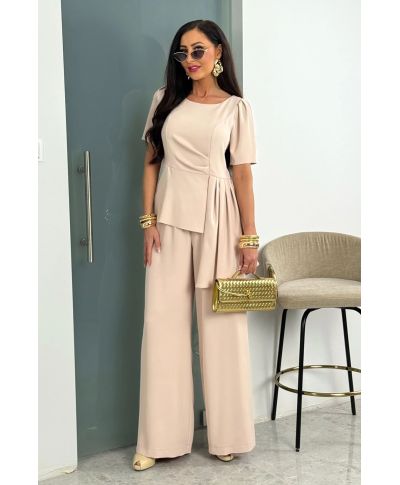Completo donna beige con pantaloni larghi – eleganza moderna - Roma - gogolfun.it