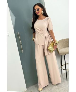 Completo donna beige con pantaloni larghi – eleganza moderna - Roma