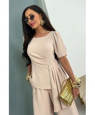 Completo donna beige con pantaloni larghi – eleganza moderna - Roma