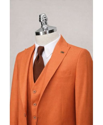 Abito uomo con gilet, colore arancio - Gilet monopetto - Gogolfun.it