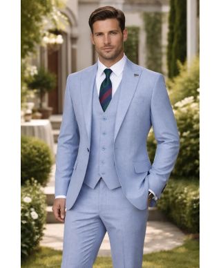 Abito uomo azzurro con gilet - Finlandia - Abiti da uomo eleganti - Gogolfun.it