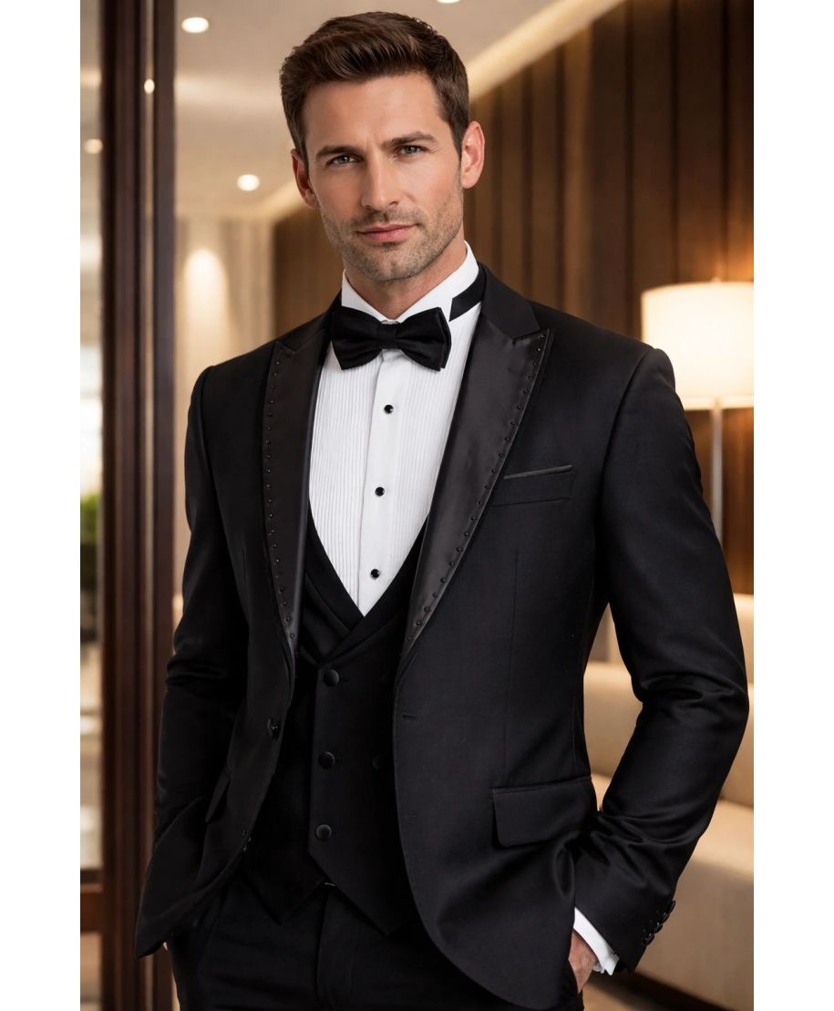 Smoking uomo nero elegante - Abiti da sposo economici - Gogolfun.it