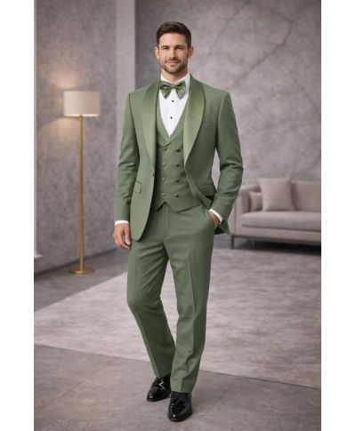 Smoking uomo verde salvia - Con gilet