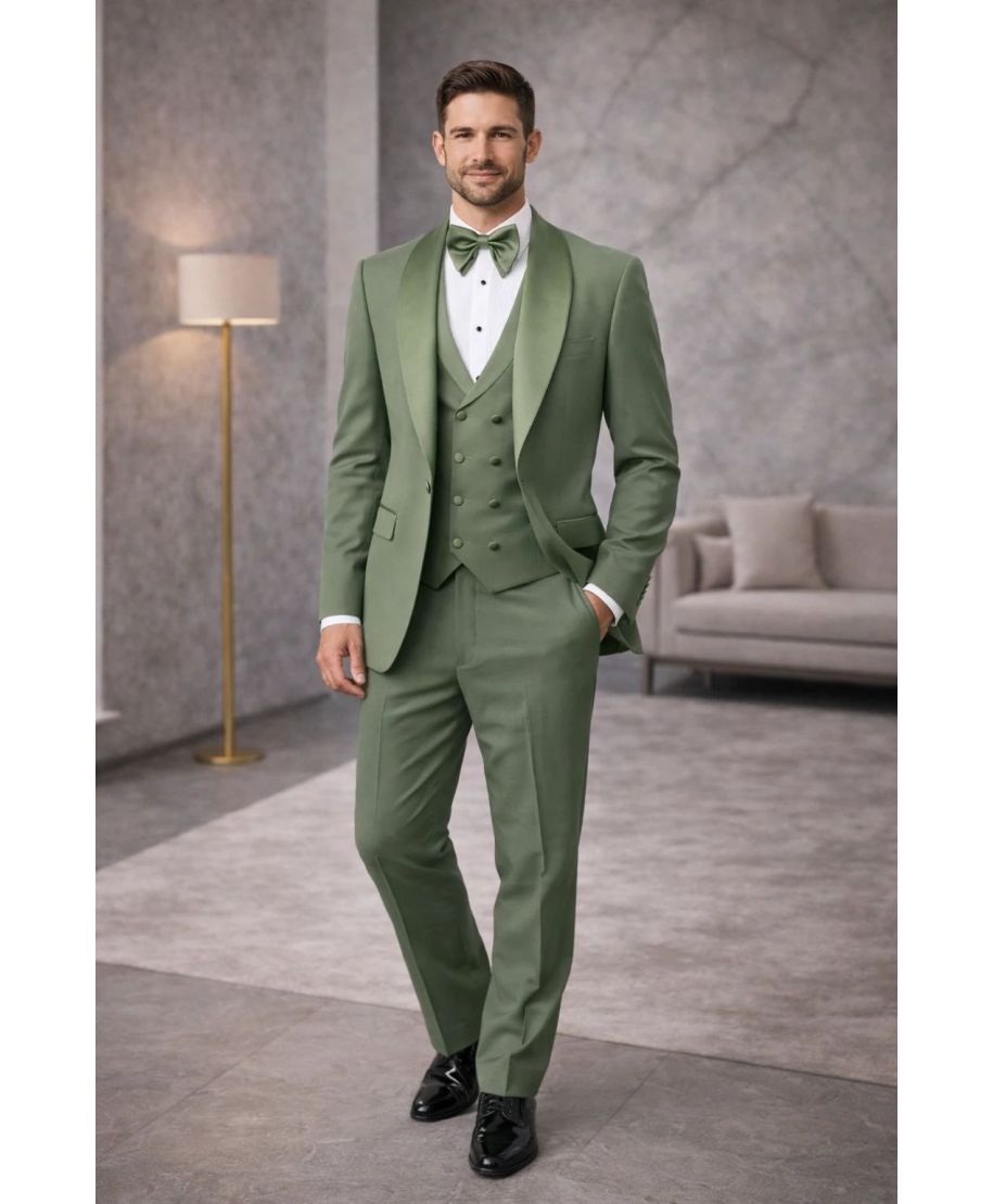 Smoking uomo verde salvia - Con gilet