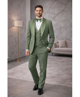 Smoking uomo verde salvia - Con gilet