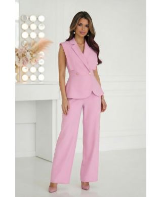 Completo rosa donna elegante con gilet modellante e pantaloni ampi – Acario - gogolfun.it