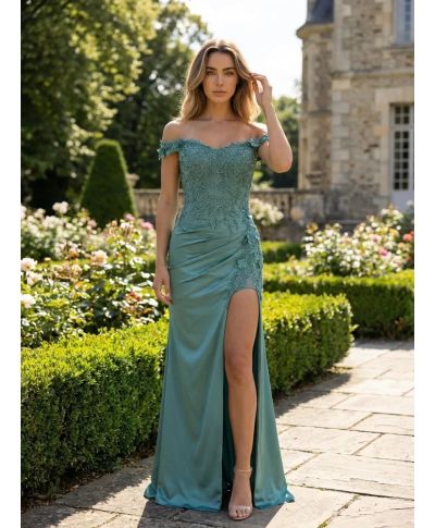 Vestito a sirena verde salvia - Queen