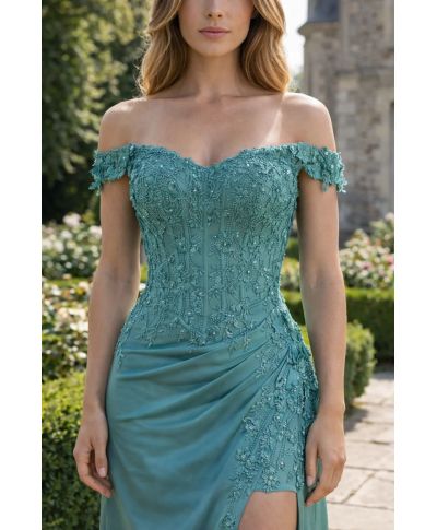 Vestito a sirena verde salvia - Queen