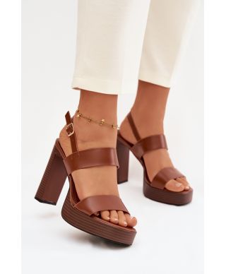 Sandali Marroni con Tacco Alto e Plateau - Modello 226114 Step in Style - gogolfun.it