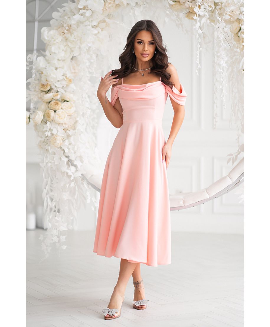 Abito midi elegante in Raso - Scollo Morbido e Spalline scorrevoli