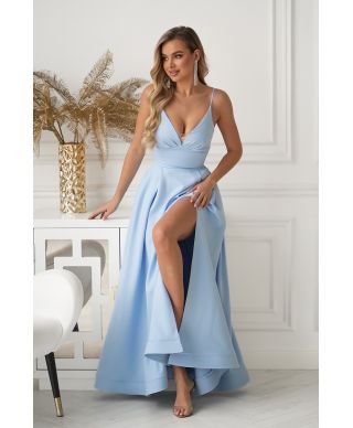 Abito da cerimonia azzurro con  schiena corsetto – Ravenna