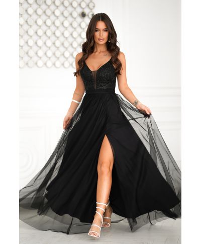 Abito da donna elegante - Lungo - Corpetto - Colore nero