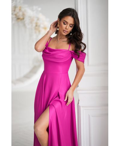 Abito da cerimonia fucsia con spacco - Costa