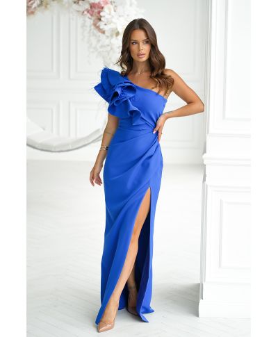 Abito mono spalla a sirena con piume - Fiora