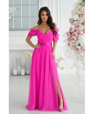 Vestito lungo elegante - In tulle – Fuxia