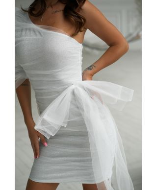 Vestito corto bianco - Tubino mono spalla