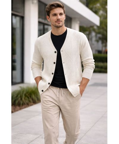 Cardigan uomo bianco con bottoni - Abbigliamento uomo online - Gogolfun.it