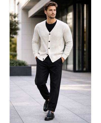 Cardigan uomo bianco con bottoni - Abbigliamento uomo online - Gogolfun.it