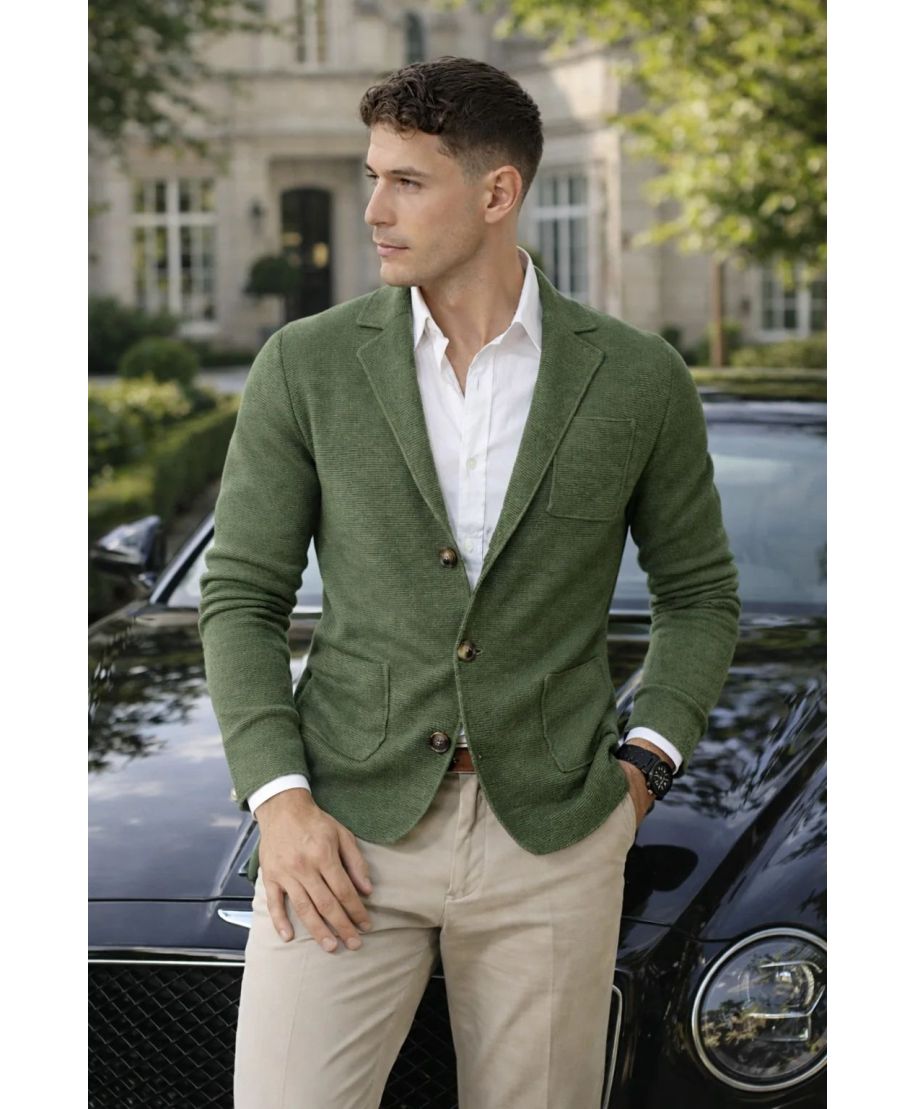 Cardigan uomo con bottoni verde militare - Abbigliamento uomo online - Gogolfun.it