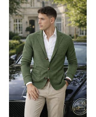 Cardigan uomo con bottoni verde militare - Abbigliamento uomo online - Gogolfun.it