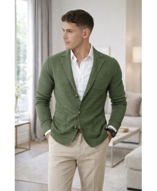 Cardigan uomo con bottoni verde militare - Abbigliamento uomo online - Gogolfun.it
