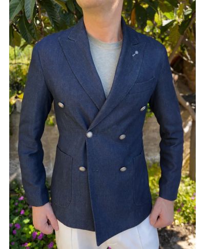 Giacca doppiopetto in denim - Nathaniel - Abbigliamento uomo online - Gogolfun.it