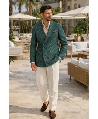 Doppiopetto uomo verde, tessuto fiammato - Kraul - Giacche uomo sportive, particolari - Gogolfun.it