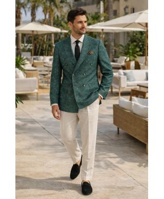 Doppiopetto uomo verde, tessuto fiammato - Kraul - Giacche uomo sportive, particolari - Gogolfun.it