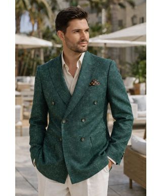 Doppiopetto uomo verde, tessuto fiammato - Kraul - Giacche uomo sportive, particolari - Gogolfun.it