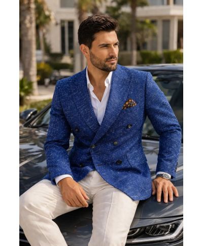 Giacca doppiopetto particolare, tessuto fiammato - Kraul - Giacche uomo particolari, sportive - Gogolfun.it