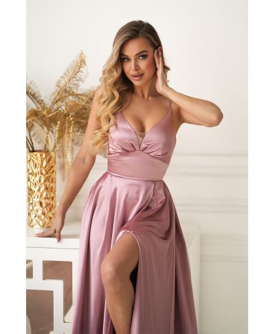 Vestito Lungo da Sera Rosa in Satin Lucente – Eleganza da Favola - Ravenna