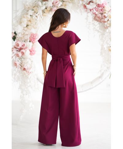 Tuta donna bordeaux con pantaloni a palazzo - Kil