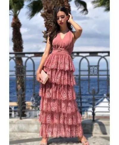 Abito in pizzo elegante - Rosa antico - Gorgeus