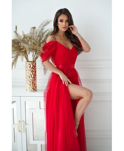 Vestito lungo elegante - In tulle – Rosso