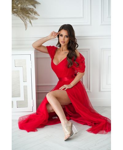 Vestito lungo elegante - In tulle – Rosso