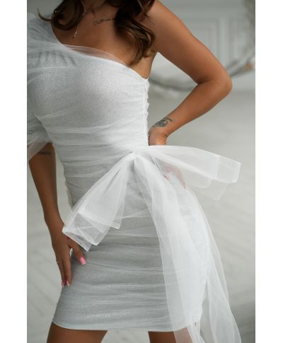 Vestito corto bianco - Tubino mono spalla