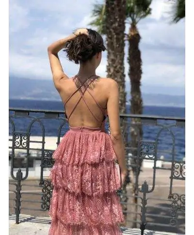 Abito in pizzo elegante - Rosa antico - Gorgeus