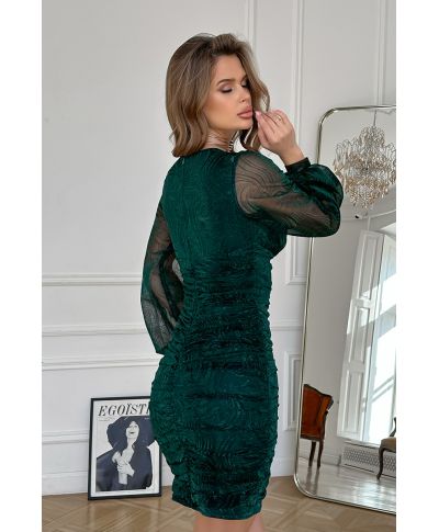 Abito corto a tubino - Ampie maniche - Verde bottiglia