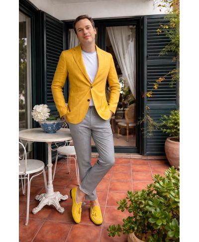Giacca uomo senape misto lino - Managua - Paul Miranda - Gogolfun.it