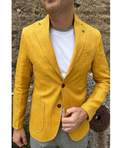 Giacca uomo senape misto lino - Managua - Paul Miranda - Gogolfun.it