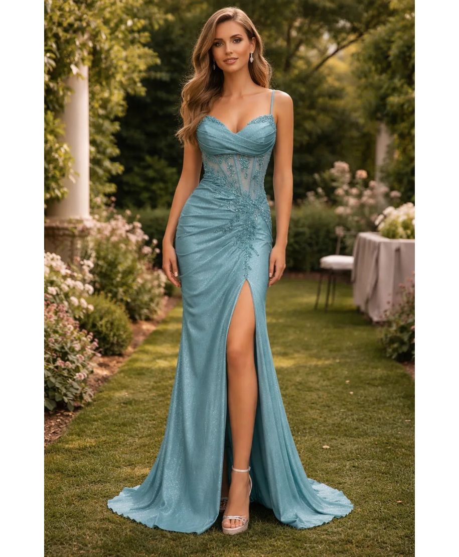 Abito da cerimonia verde tiffany - Versailles - Vestiti da diciottesimo, testimone, mamma della sposa - Gogolfun.it