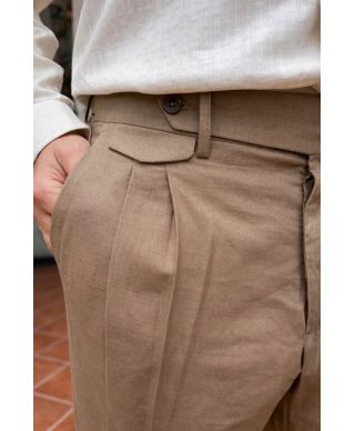 Pantaloni uomo marroni in misto lino - Paul Miranda - Abbigliamento uomo online - Gogolfun.it