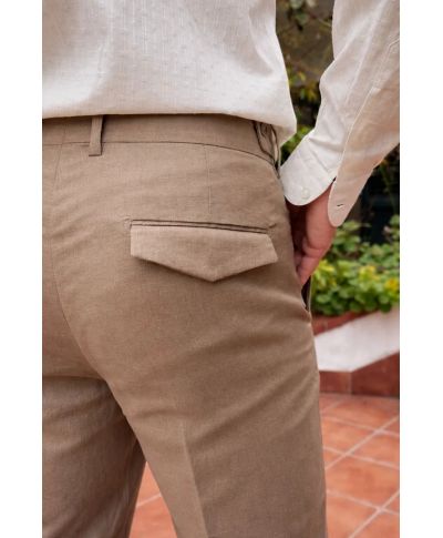 Pantaloni uomo marroni in misto lino - Paul Miranda