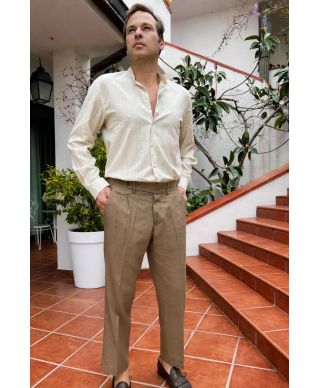 Pantaloni uomo marroni in misto lino - Paul Miranda