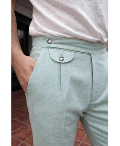 Pantaloni uomo in misto lino verde tiffany - Paul Miranda - Gogolfun.it