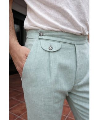 Pantaloni uomo in misto lino verde tiffany - Paul Miranda - Gogolfun.it