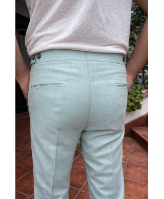 Pantaloni uomo in misto lino verde tiffany - Paul Miranda