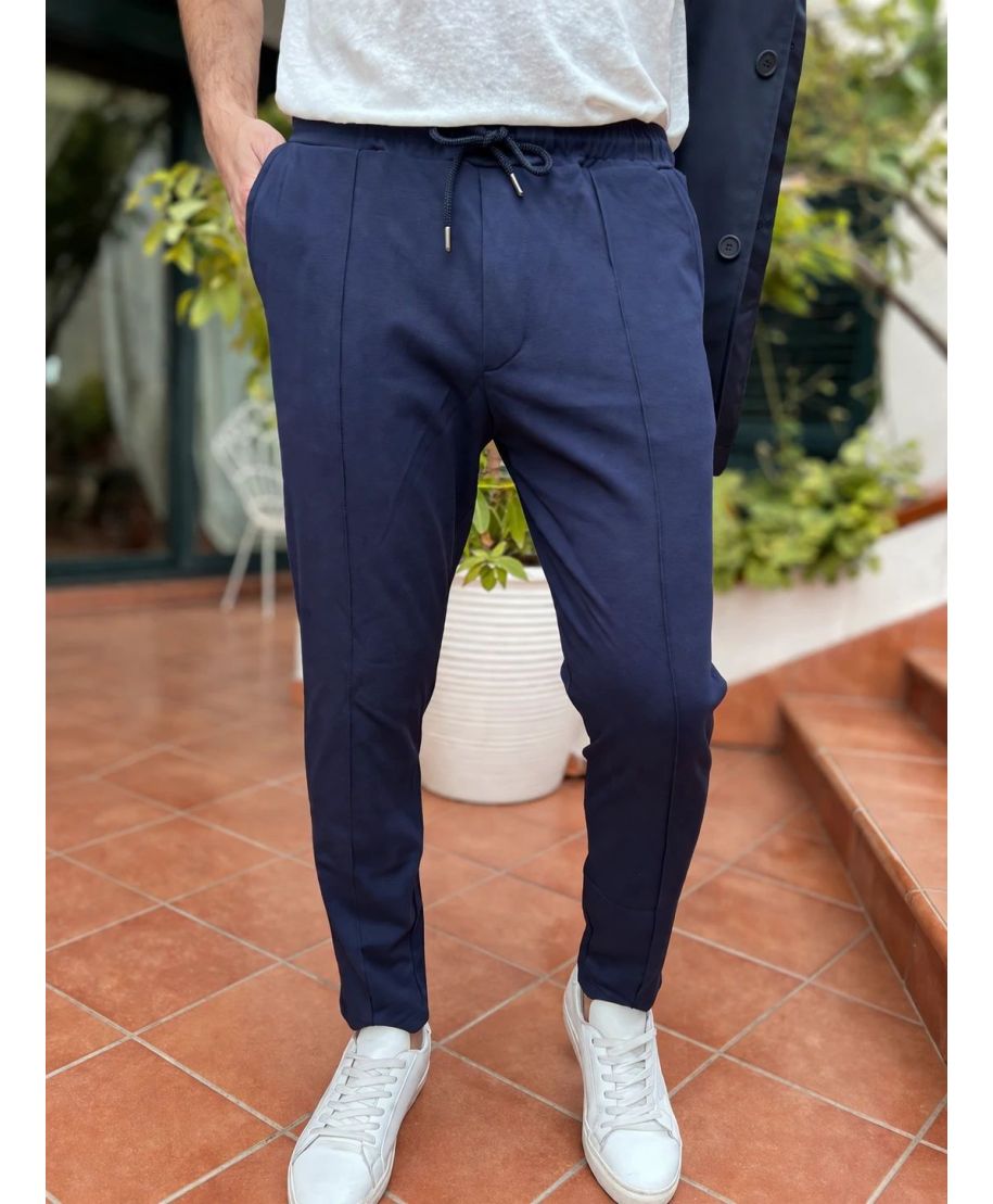 Panta tuta blu con coulisse - Paul Miranda - Pantaloni uomo comodi, estivi - Gogolfun.it