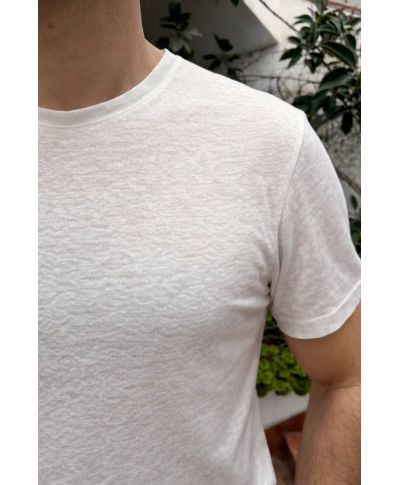 T-shirt uomo beige, 100% Lino - Paul Miranda