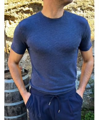 T-shirt uomo blu in 100% Lino - Paul Miranda